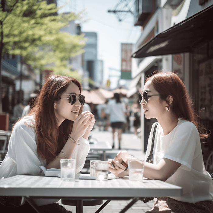 Two women enjoying daily conversation